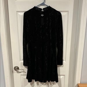 Allegra K Black Velvet Long Sleeve Dress